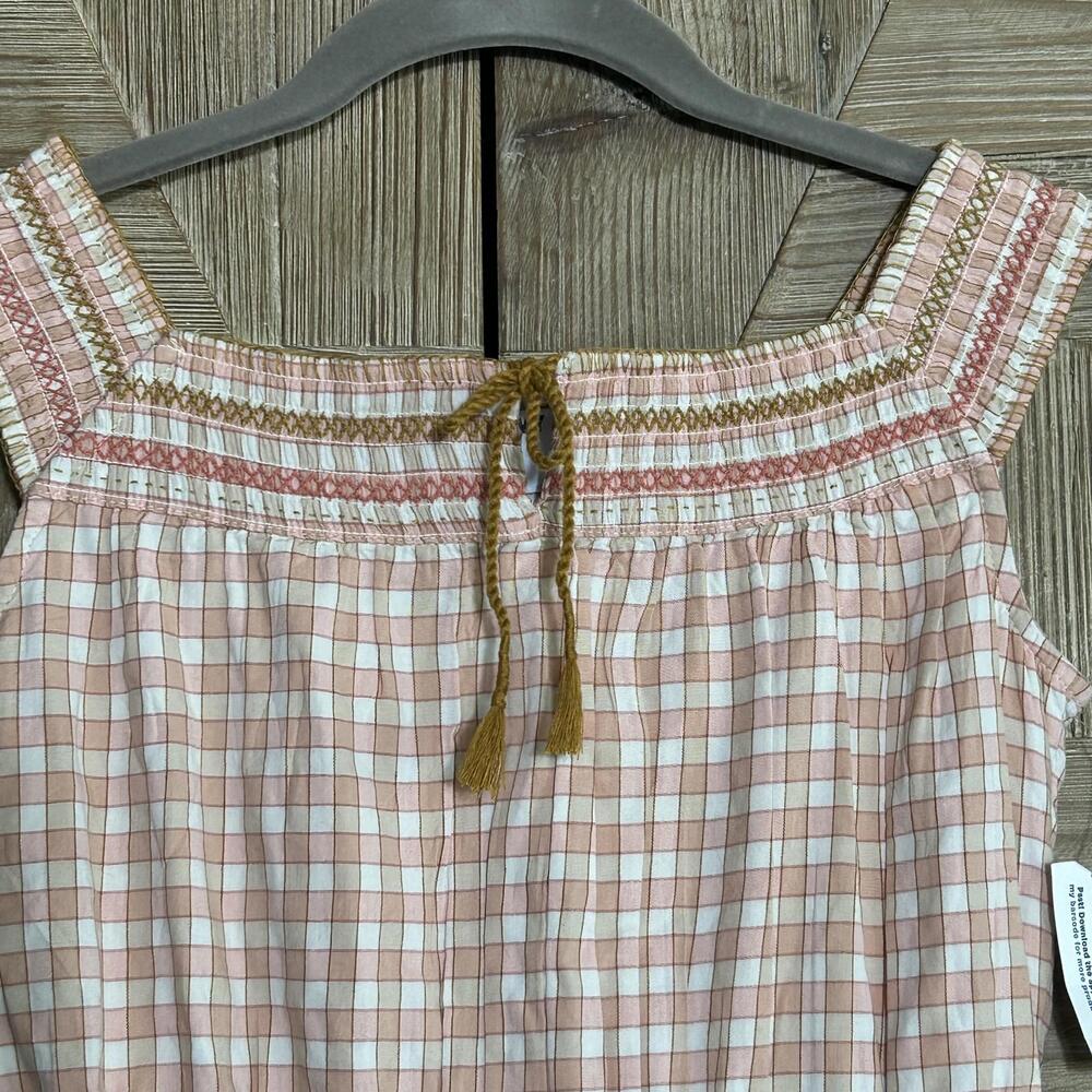 NWT Old Navy Kids Dress XL Orange Pink Gingham Cottagecore - Picture 2 of 5